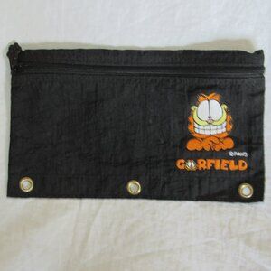 Garfield Fabric Pencil Bag Mead Corp Paws Embroidered Smiley Face Three Ring